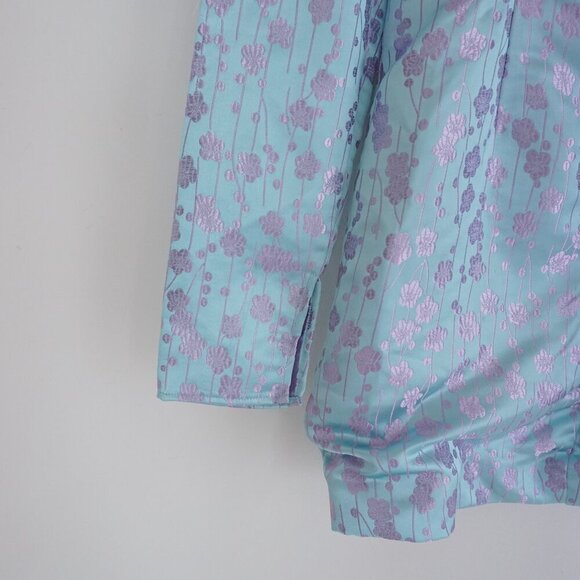 Sau Lee Jen Chinese Jacquard Blue w Purple Floral Mini Dress 6 - Picture 11 of 14